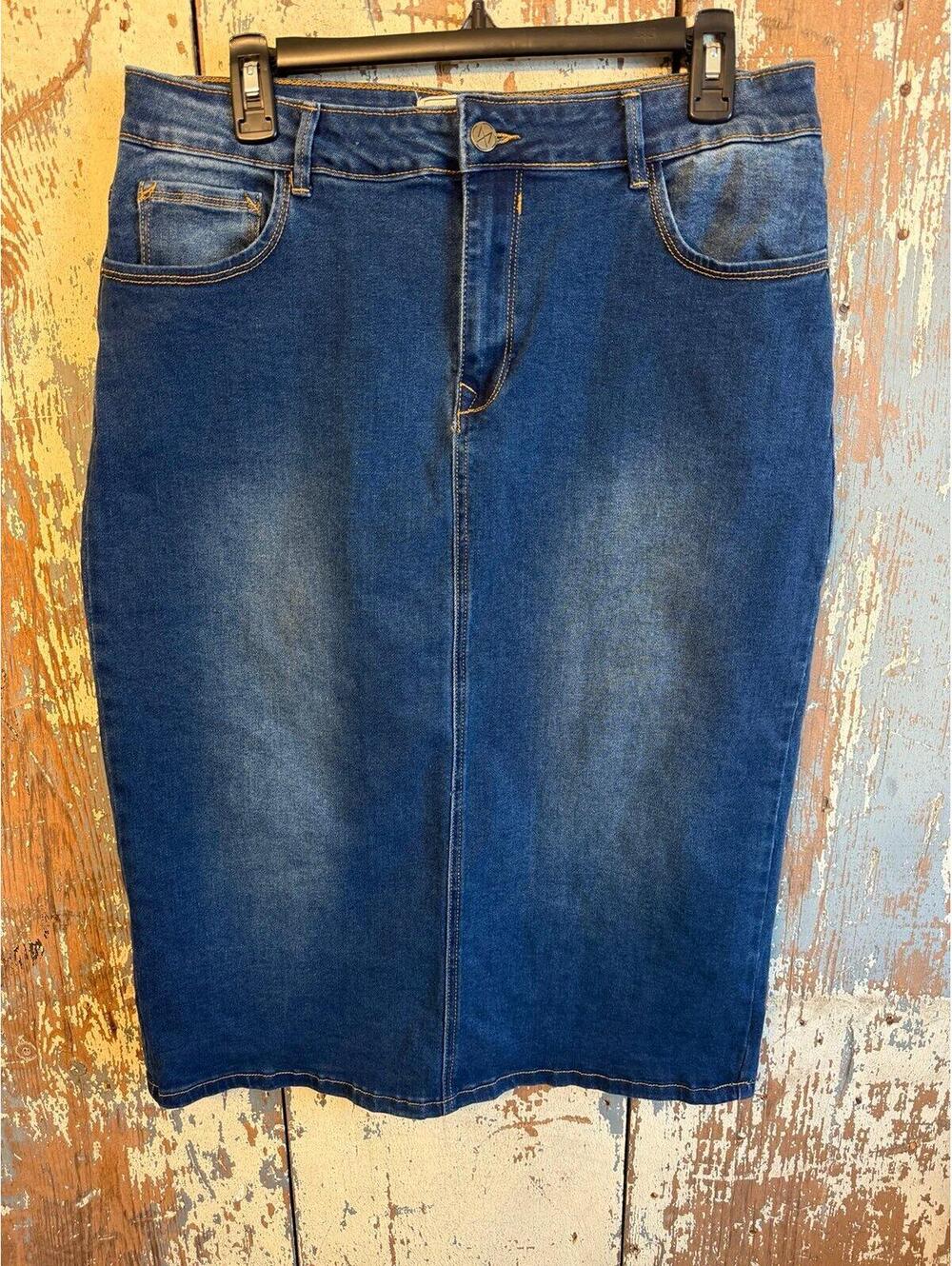 The Main Street Exchange Midi Jean Denim skirt, size 14